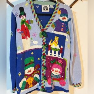 Storybook Knits Womens S Christmas Cardigan Sweater Holidays Xmas Ugly Fun Novel